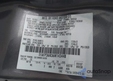 2006 Ford Focus Zxw z USA, uszkodzony, nr VIN 1FAFP36N36W143448